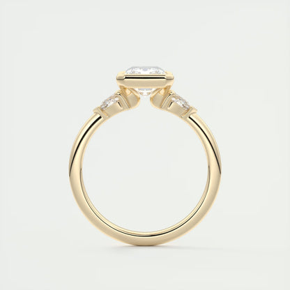2.50 Ct Clutch Radiant & Pears Three Stone Engagement Rings