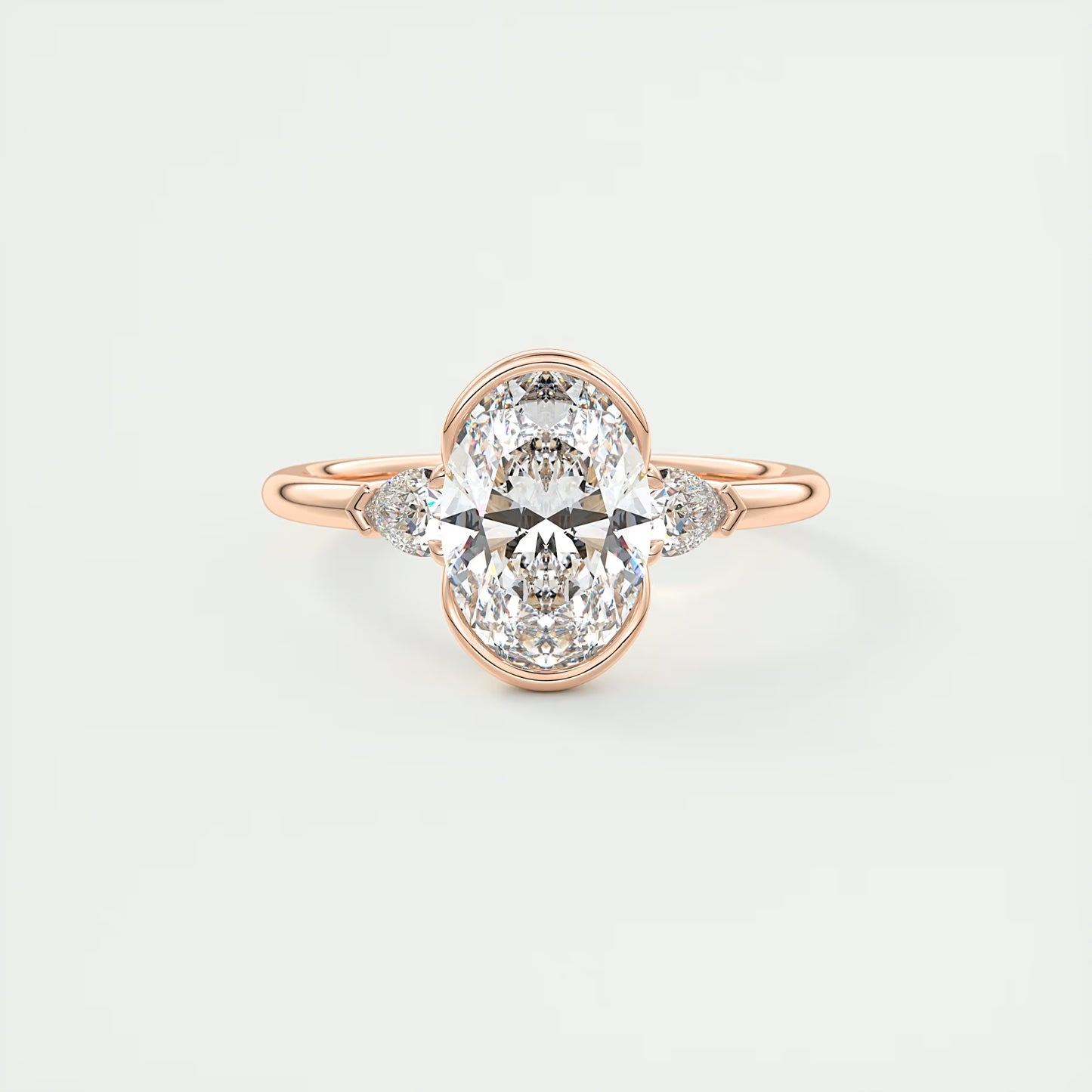 2.50 Ct Clutch Oval & Pears - Oval Clutch Three Stone Engagement Rings