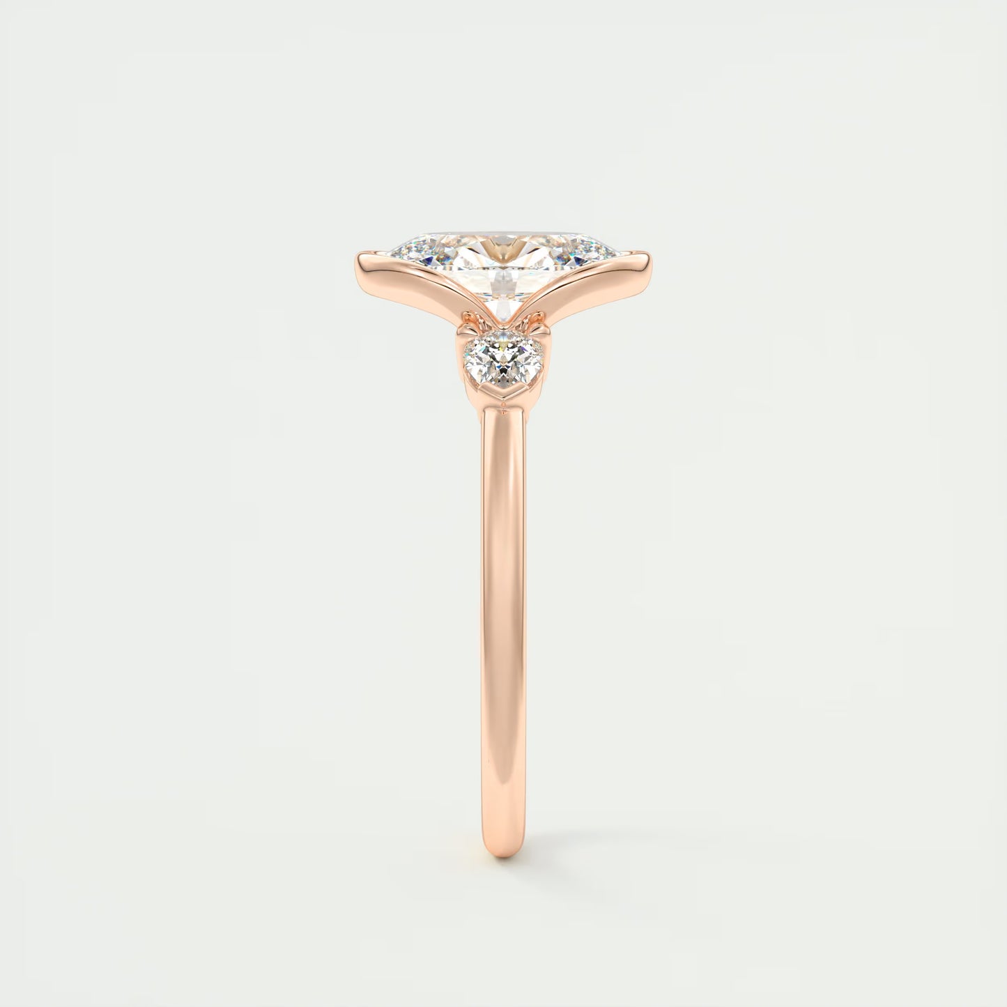 2.50 Ct Clutch Oval & Pears - Oval Clutch Three Stone Engagement Rings