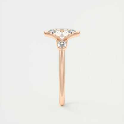 2.50 Ct Clutch Oval & Pears - Oval Clutch Three Stone Engagement Rings