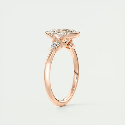 2.50 Ct Clutch Oval & Pears - Oval Clutch Three Stone Engagement Rings
