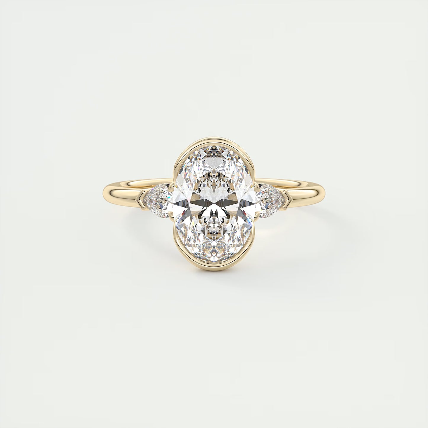 2.50 Ct Clutch Oval & Pears - Oval Clutch Three Stone Engagement Rings