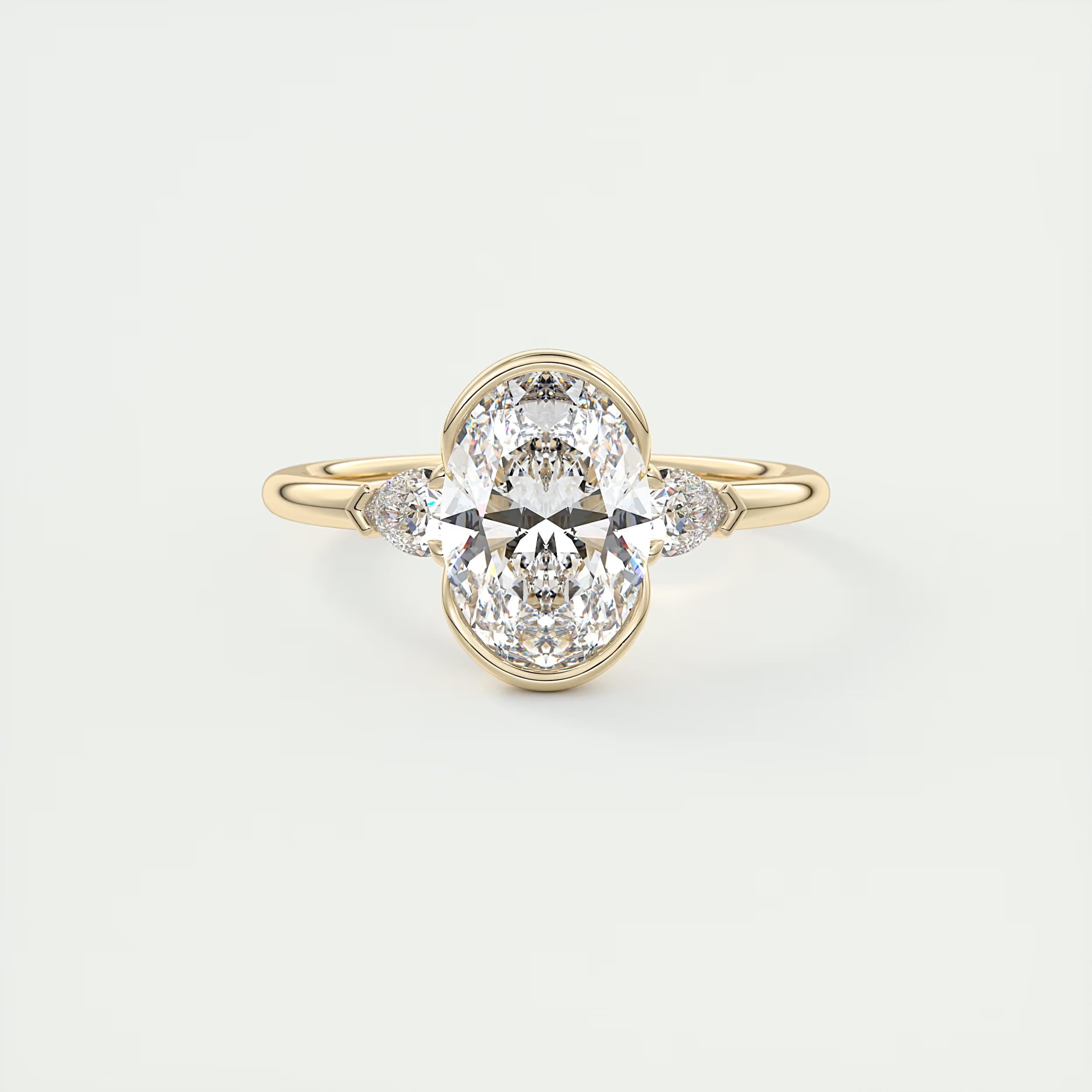 2.50 Ct Clutch Center Stone Oval - Side Stone Pear Engagement Rings