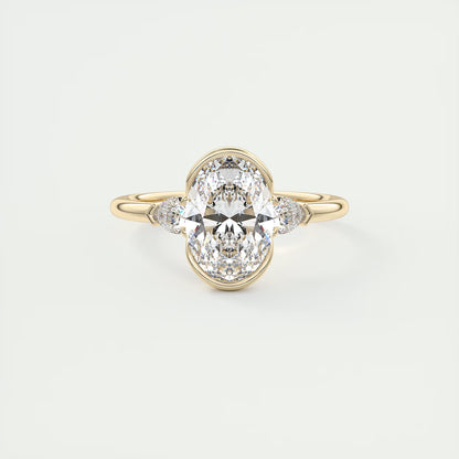 2.50 Ct Clutch Oval & Pears - Oval Clutch Three Stone Engagement Rings