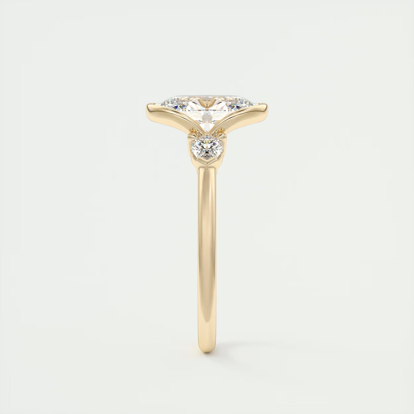 2.50 Ct Clutch Oval & Pears - Oval Clutch Three Stone Engagement Rings