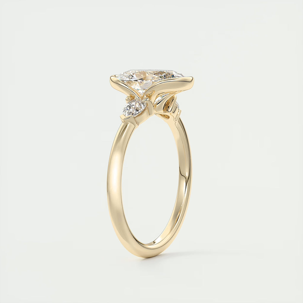 2.50 Ct Clutch Center Stone Oval - Side Stone Pear Engagement Rings