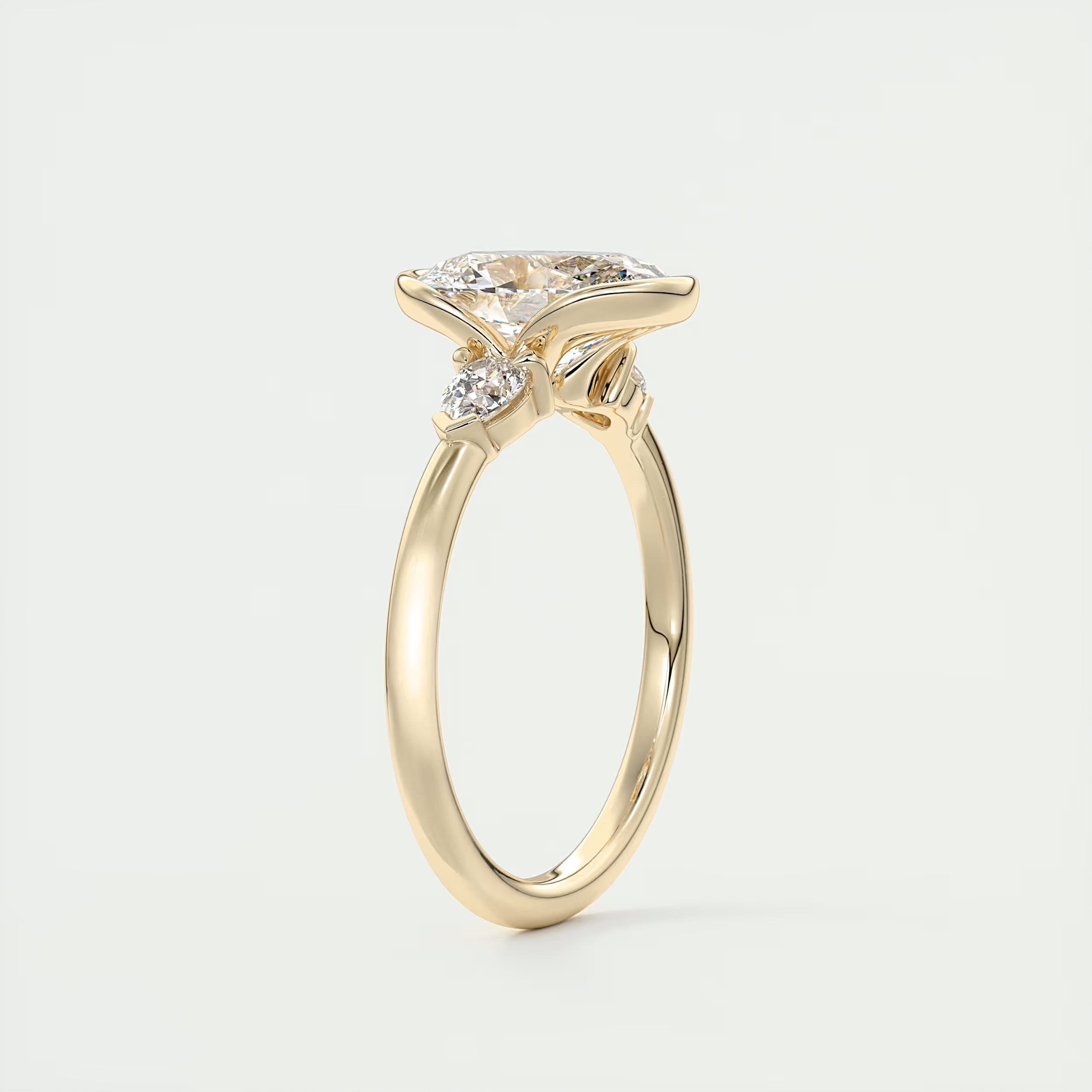 2.50 Ct Clutch Center Stone Oval - Side Stone Pear Engagement Rings