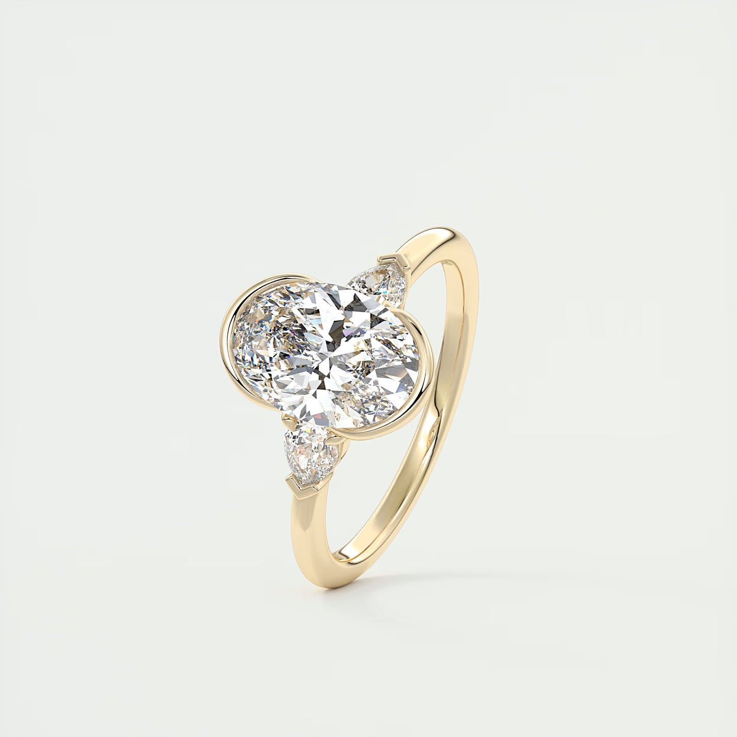 2.50 Ct Clutch Oval & Pears - Oval Clutch Three Stone Engagement Rings