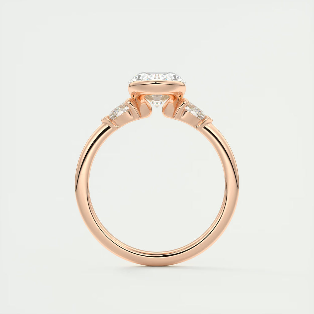 2.50 Ct Clutch Center Stone Oval - Side Stone Pear Engagement Rings