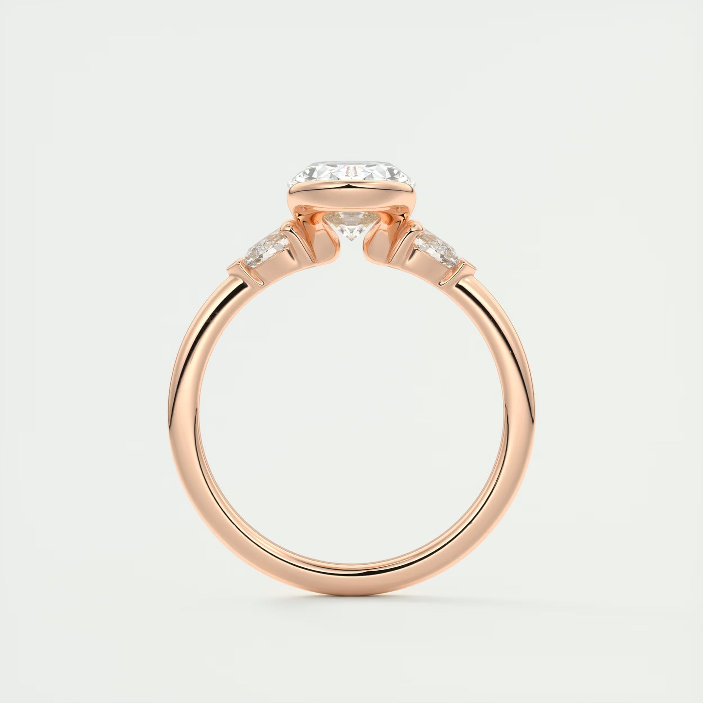 2.50 Ct Clutch Oval & Pears - Oval Clutch Three Stone Engagement Rings