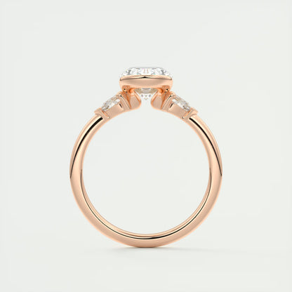 2.50 Ct Clutch Oval & Pears - Oval Clutch Three Stone Engagement Rings