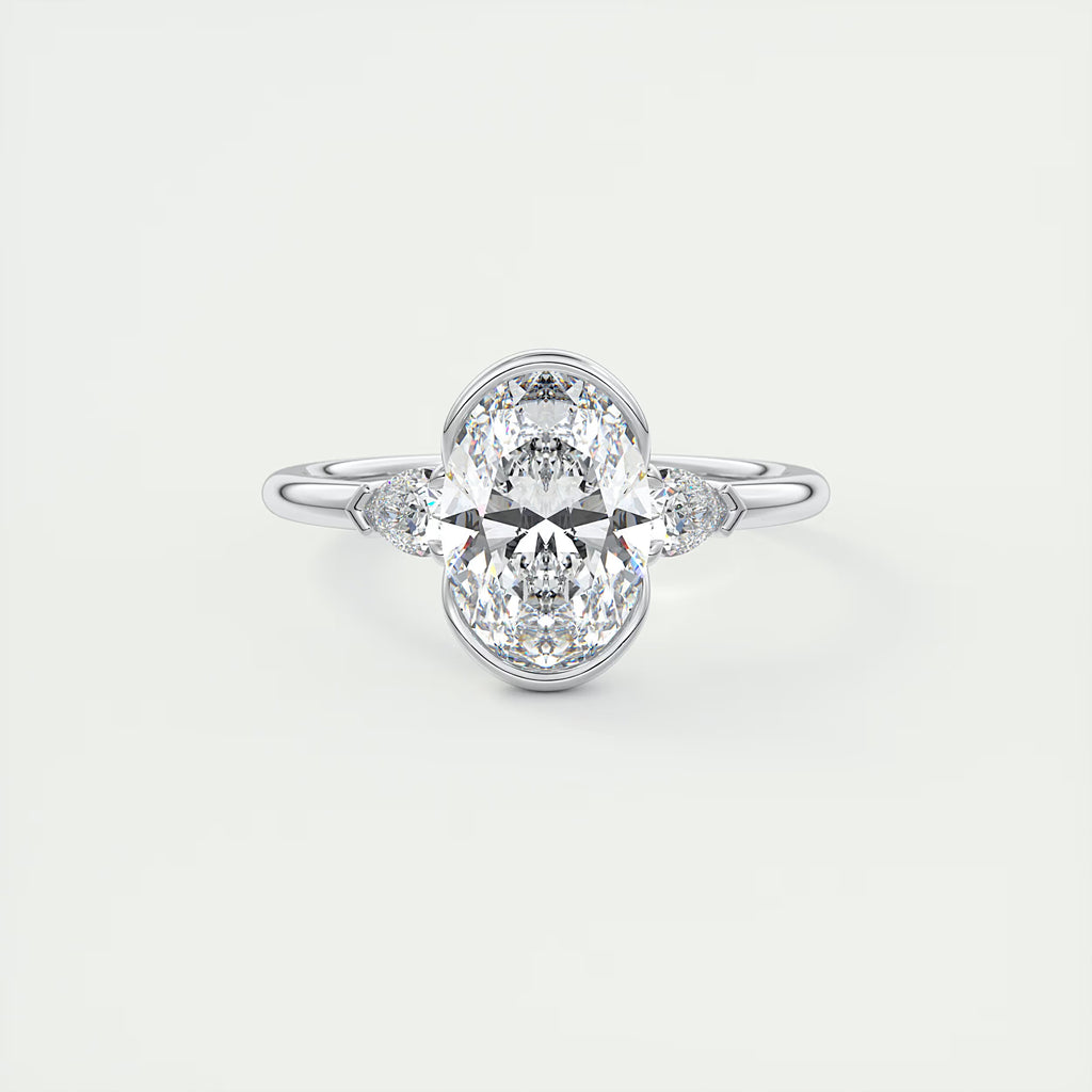 2.50 Ct Clutch Center Stone Oval - Side Stone Pear Engagement Rings