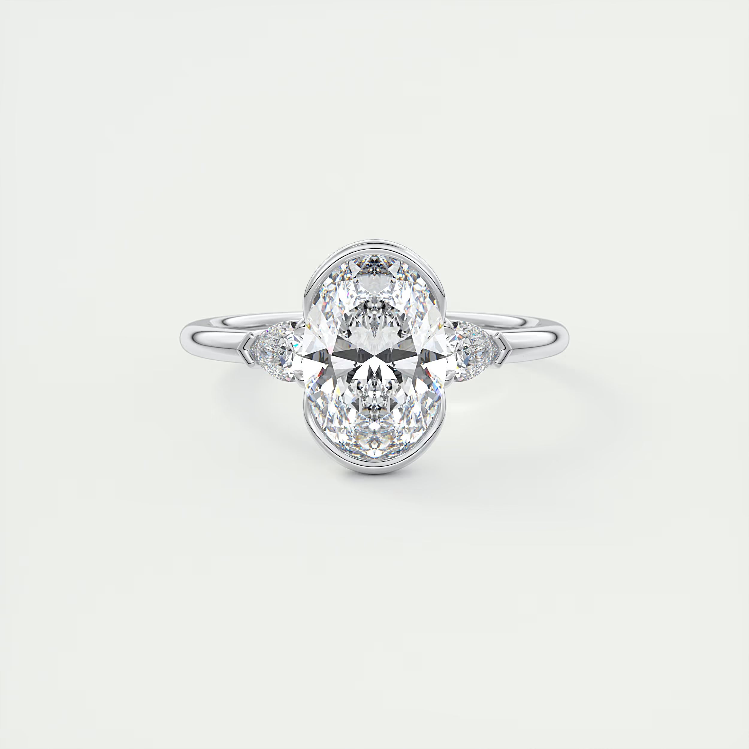 2.50 Ct Clutch Center Stone Oval - Side Stone Pear Engagement Rings