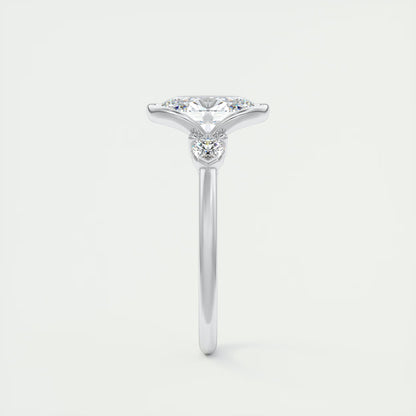 2.50 Ct Clutch Oval & Pears - Oval Clutch Three Stone Engagement Rings