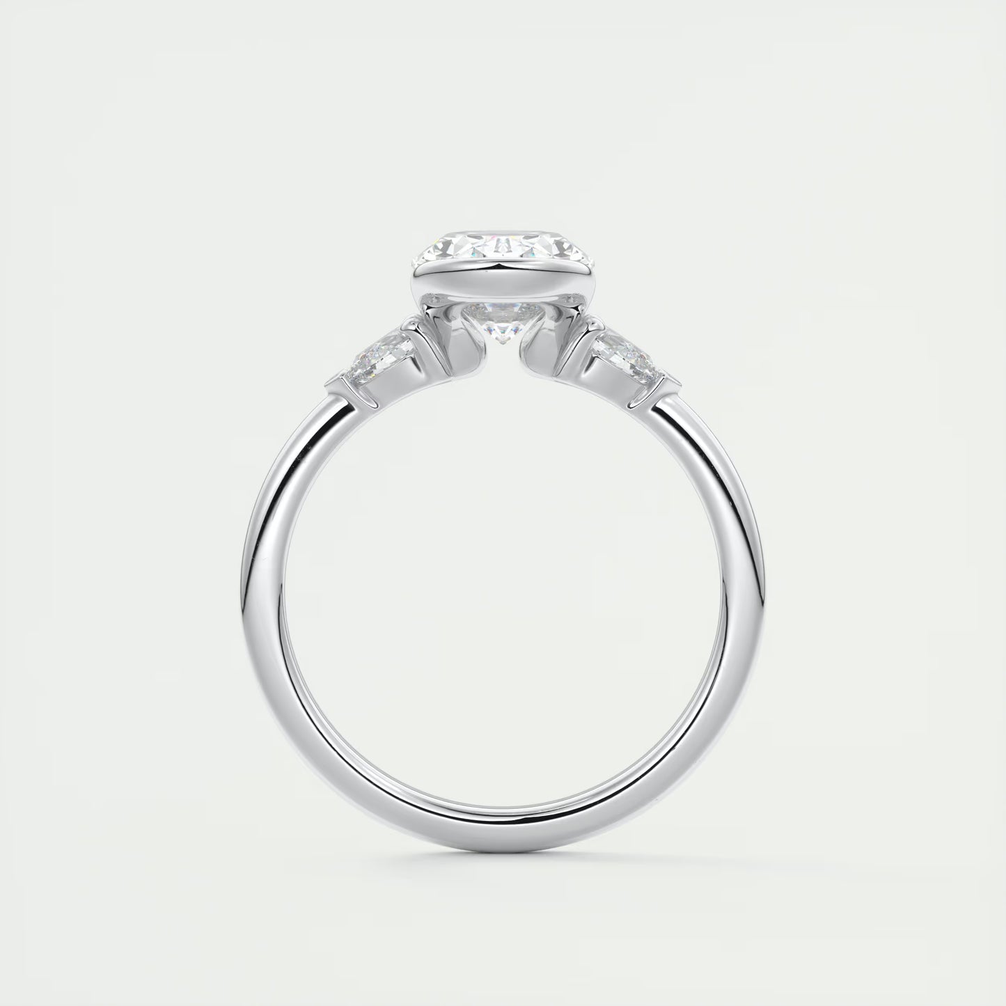 2.50 Ct Clutch Oval & Pears - Oval Clutch Three Stone Engagement Rings