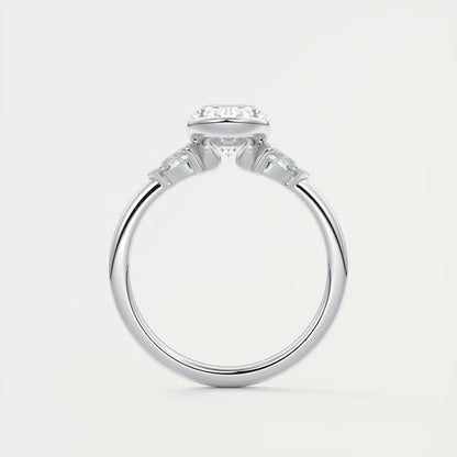 2.50 Ct Clutch Oval & Pears - Oval Clutch Three Stone Engagement Rings