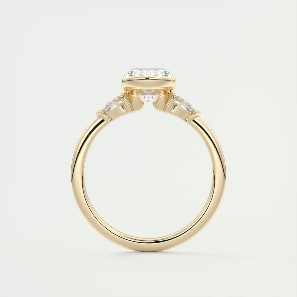 2.50 Ct Clutch Center Stone Oval - Side Stone Pear Engagement Rings