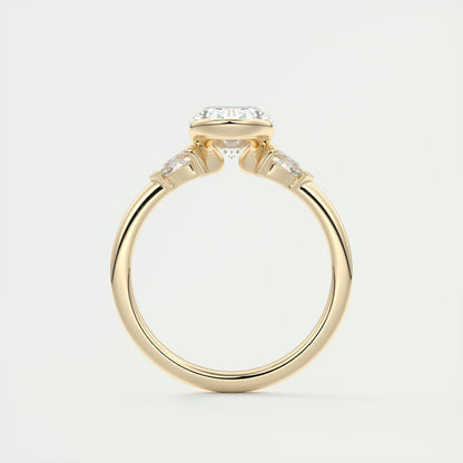 2.50 Ct Clutch Oval & Pears - Oval Clutch Three Stone Engagement Rings