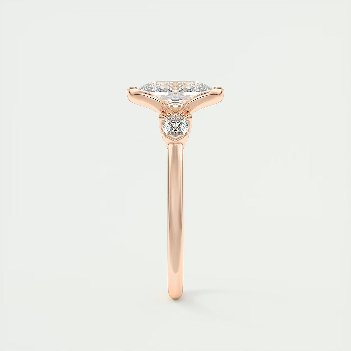 2.50 Clutch Elongated Cushion & Pears Three Stone Engagement Rings