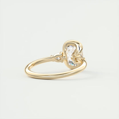 2.50 Clutch Elongated Cushion & Pears Three Stone Engagement Rings