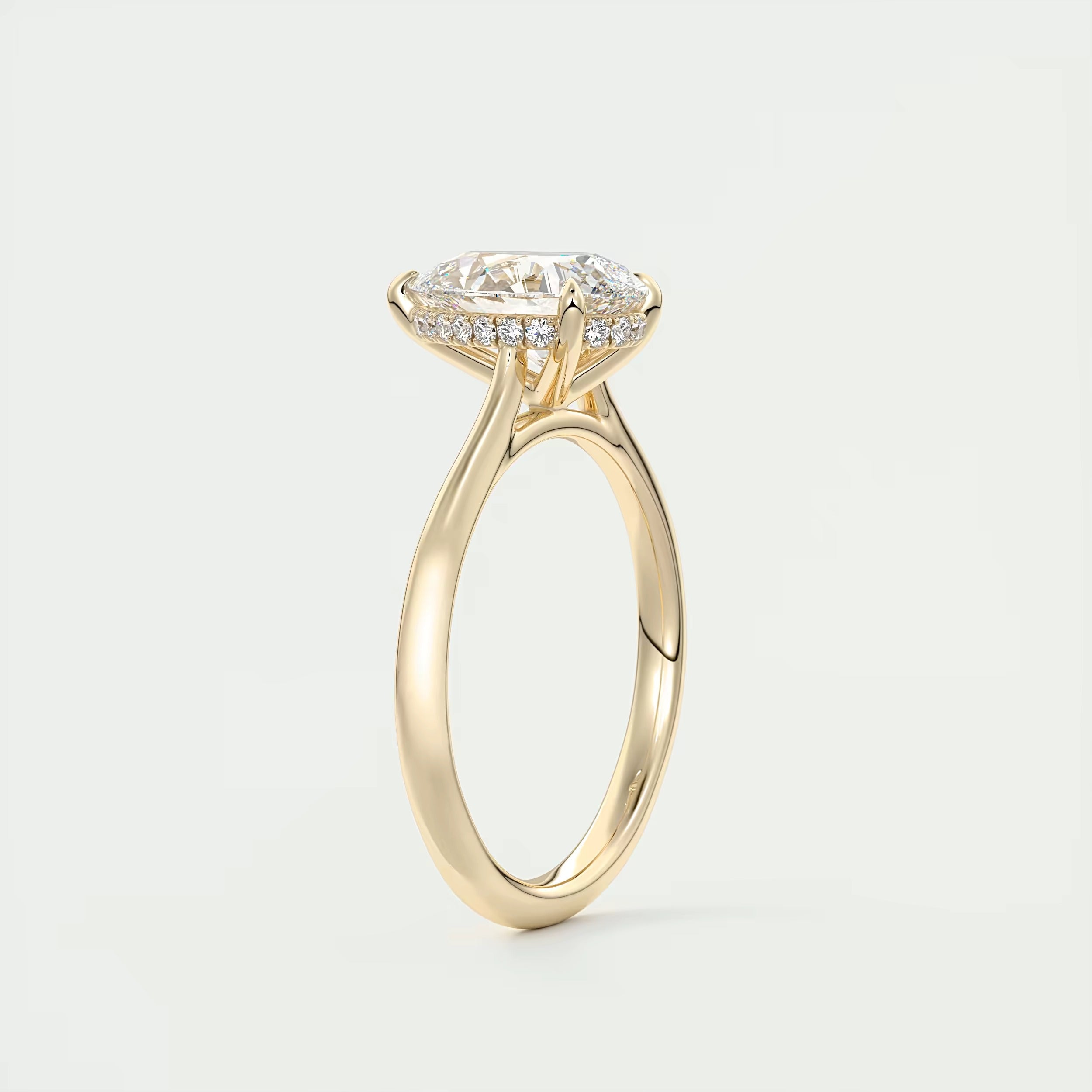 2.80 Ct The Cathedral Hidden Halo Pear Hidden Halo Cathedral Setting Engagement Ring