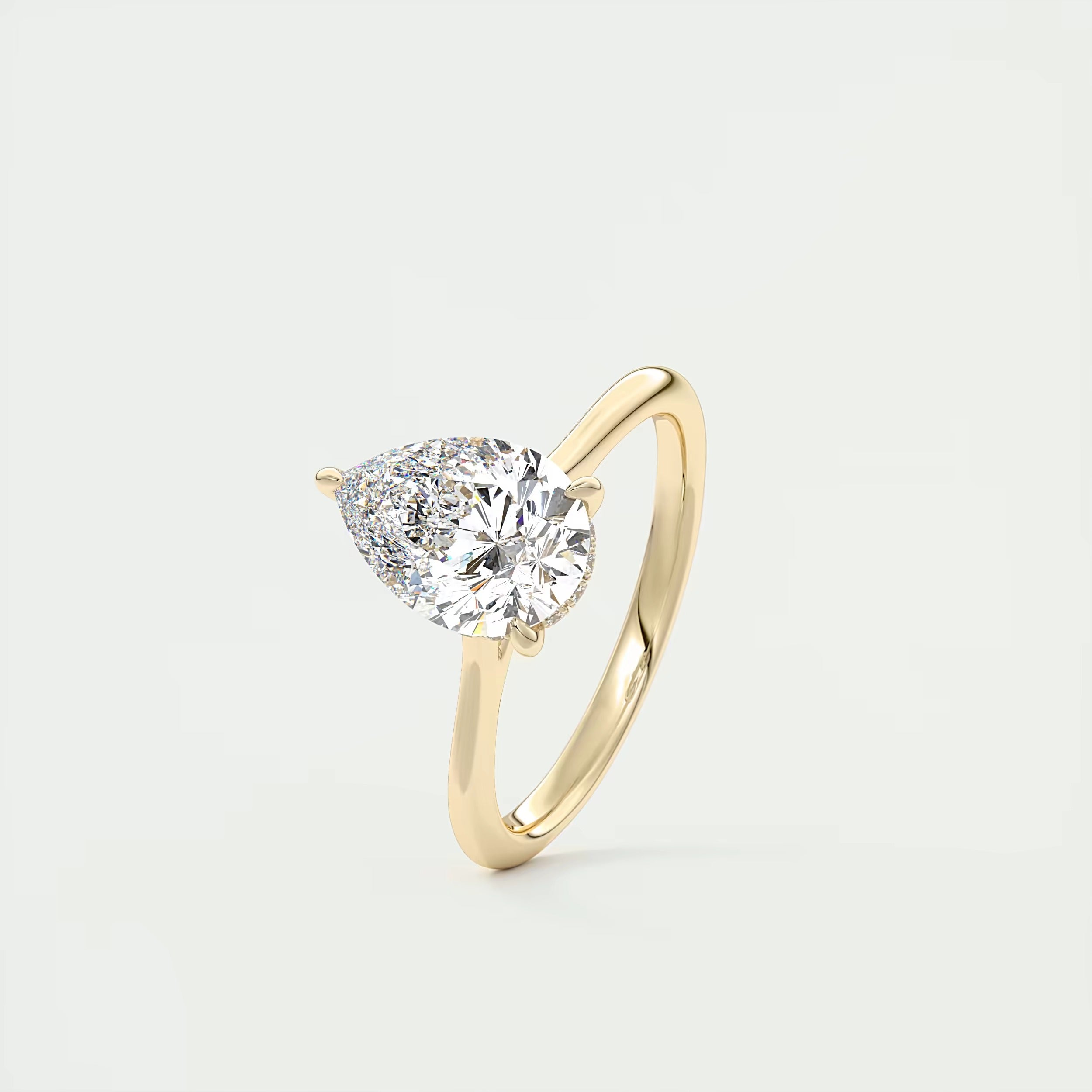 2.80 Ct The Cathedral Hidden Halo Pear Hidden Halo Cathedral Setting Engagement Ring