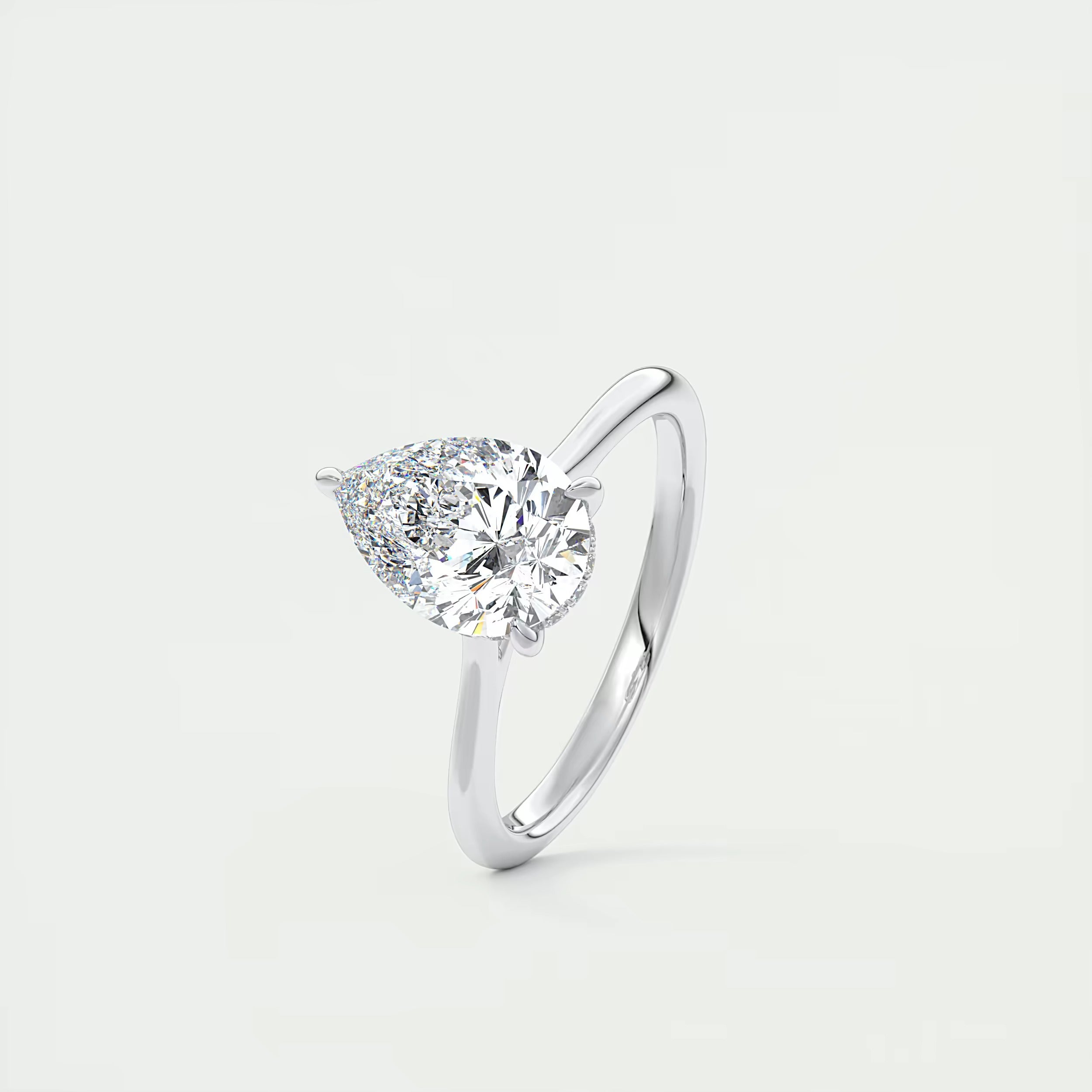 2.80 Ct The Cathedral Hidden Halo Pear Hidden Halo Cathedral Setting Engagement Ring