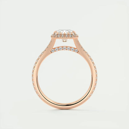 2.70 Ct The French Halo Radiant Cut Diamond with Miniature Prongs Ring