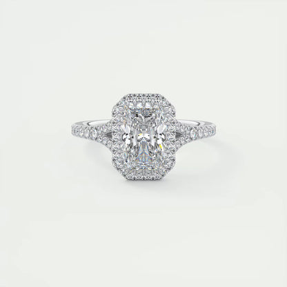 2.70 Ct The French Halo Radiant Cut Diamond with Miniature Prongs Ring