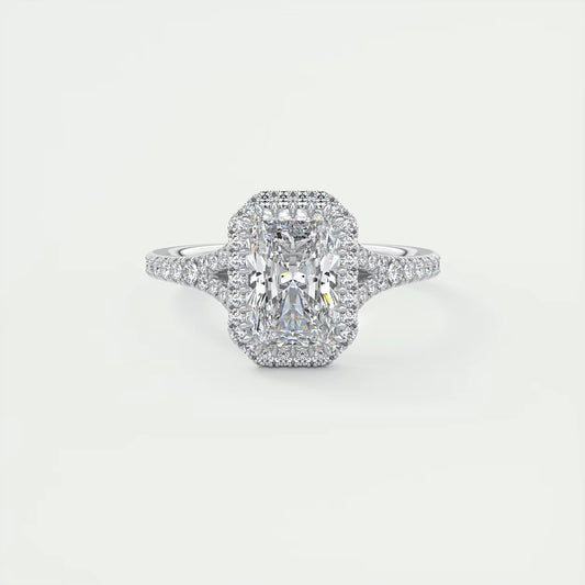 2.70 Ct The French Halo Radiant Cut Diamond with Miniature Prongs Ring