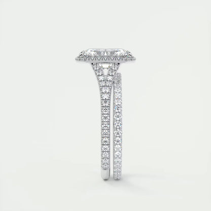 2.70 Ct The French Halo Radiant Cut Diamond with Miniature Prongs Ring