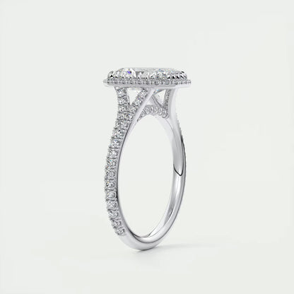 2.70 Ct The French Halo Radiant Cut Diamond with Miniature Prongs Ring