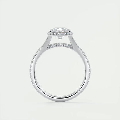 2.70 Ct The French Halo Radiant Cut Diamond with Miniature Prongs Ring