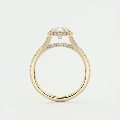 2.70 Ct The French Halo Radiant Cut Diamond with Miniature Prongs Ring