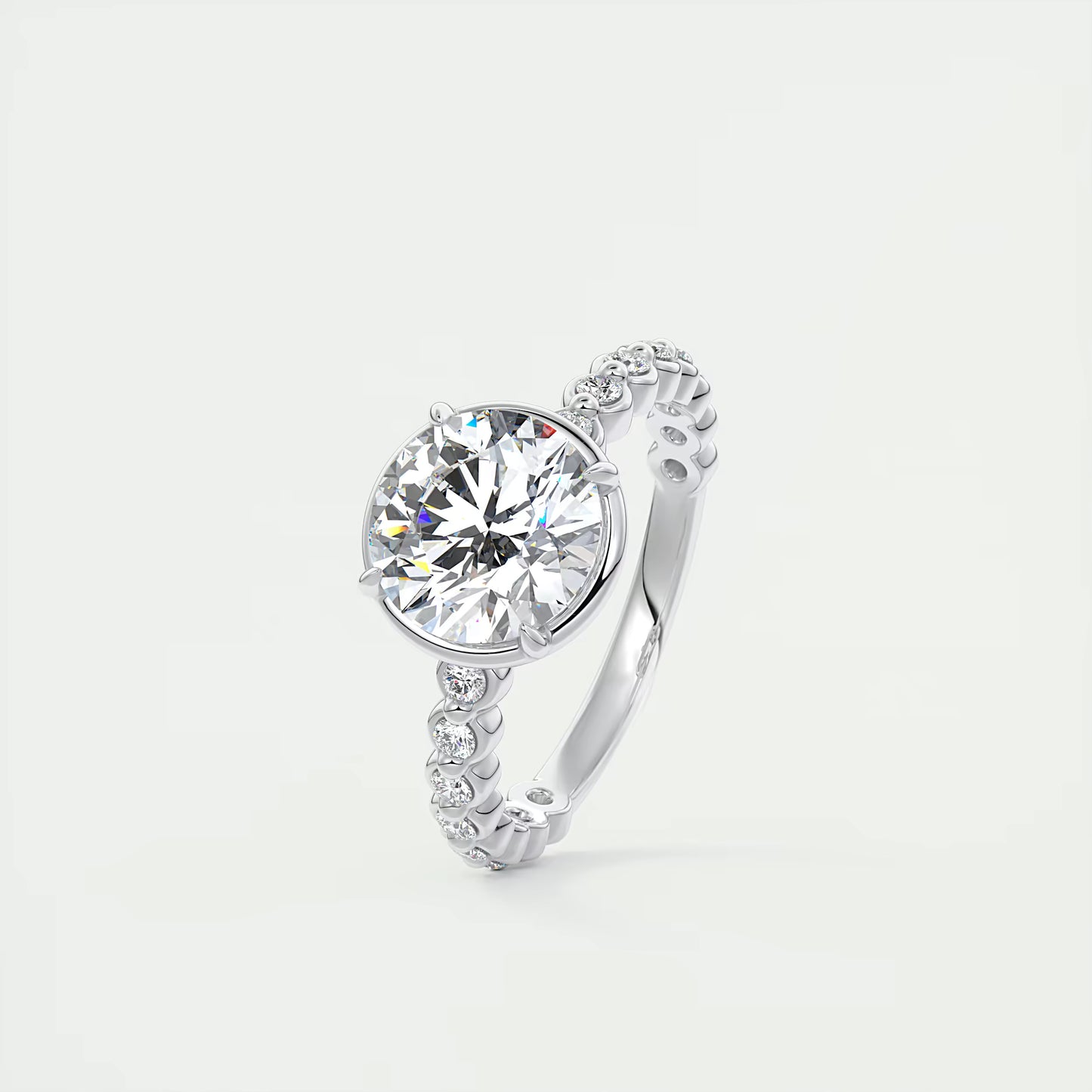 8-9 GM Round Pure Embrace Solitaire Proposal Engagement Ring