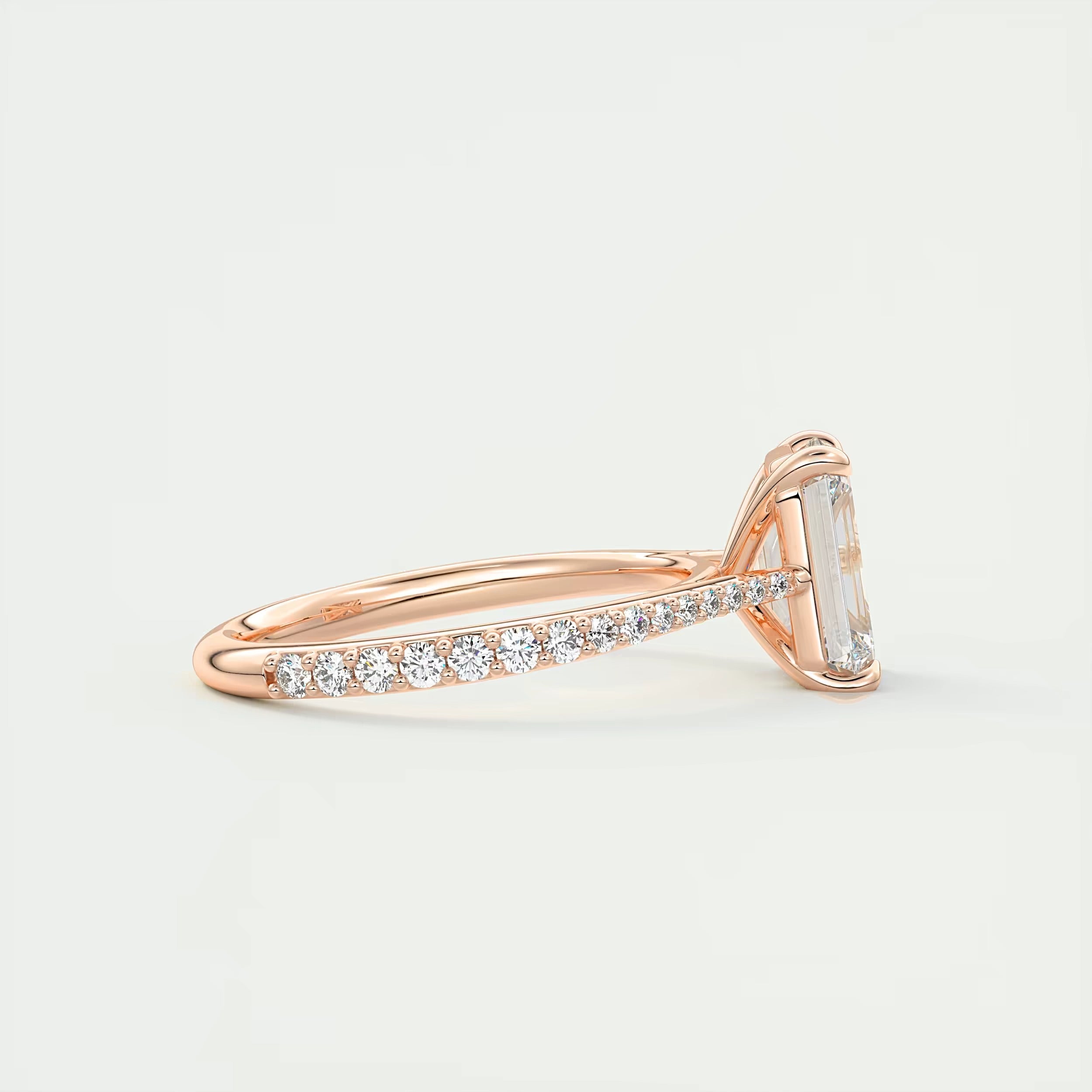 2.25 Ct The Cathedral Pavé Center Stone Emerald Solitaire Ring Engagement Ring