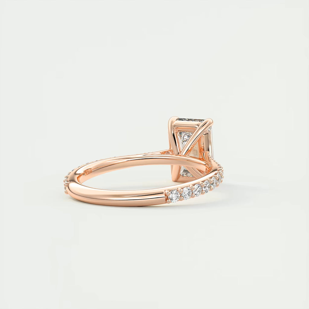 2.25 Ct The Cathedral Pavé Center Stone Emerald Solitaire Ring Engagement Ring