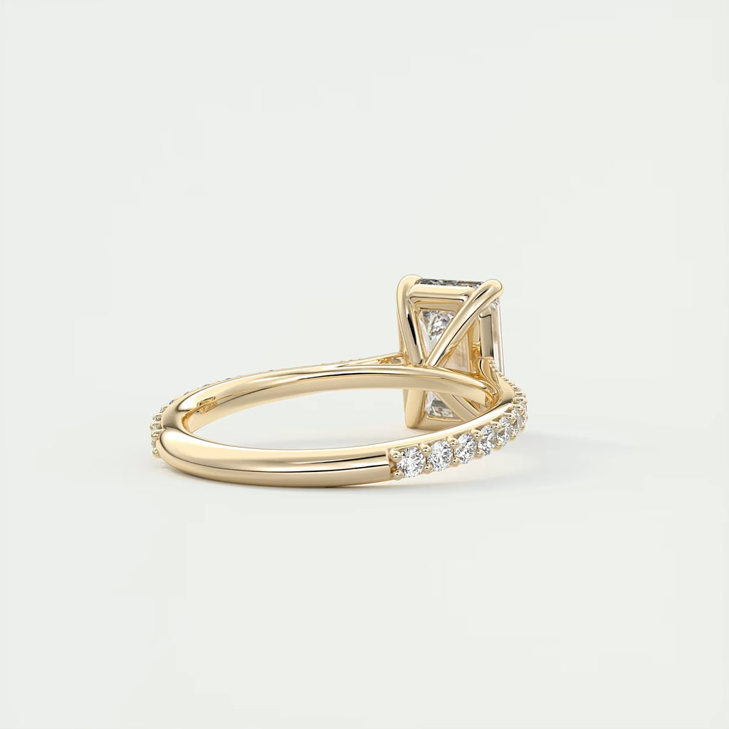 2.25 Ct The Cathedral Pavé Center Stone Emerald Solitaire Ring Engagement Ring