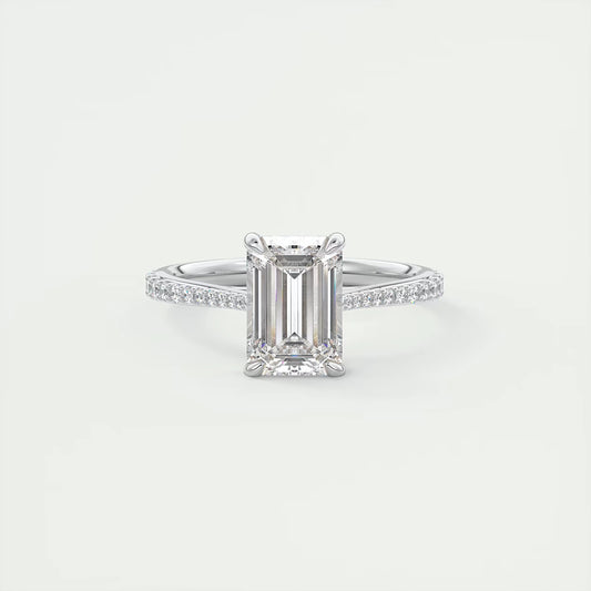 2.25 Ct The Cathedral Pavé Emerald Solitaire Ring Engagement Ring
