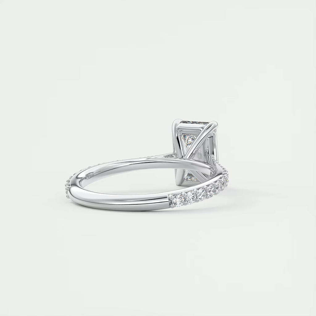 2.25 Ct The Cathedral Pavé Center Stone Emerald Solitaire Ring Engagement Ring