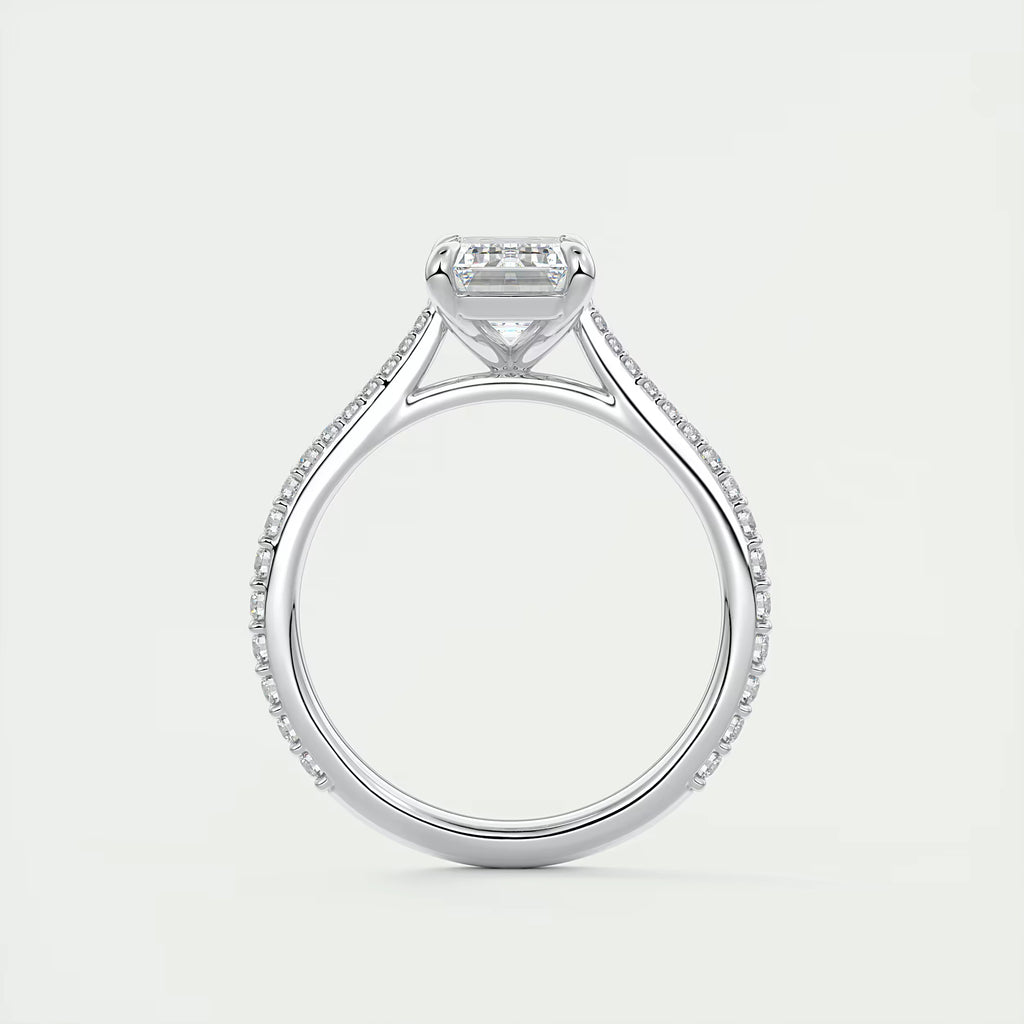 2.25 Ct The Cathedral Pavé Center Stone Emerald Solitaire Ring Engagement Ring