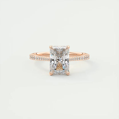 2.25 Ct The Cathedral Pavé Center Stone Radiant Solitaire Ring Engagement Ring