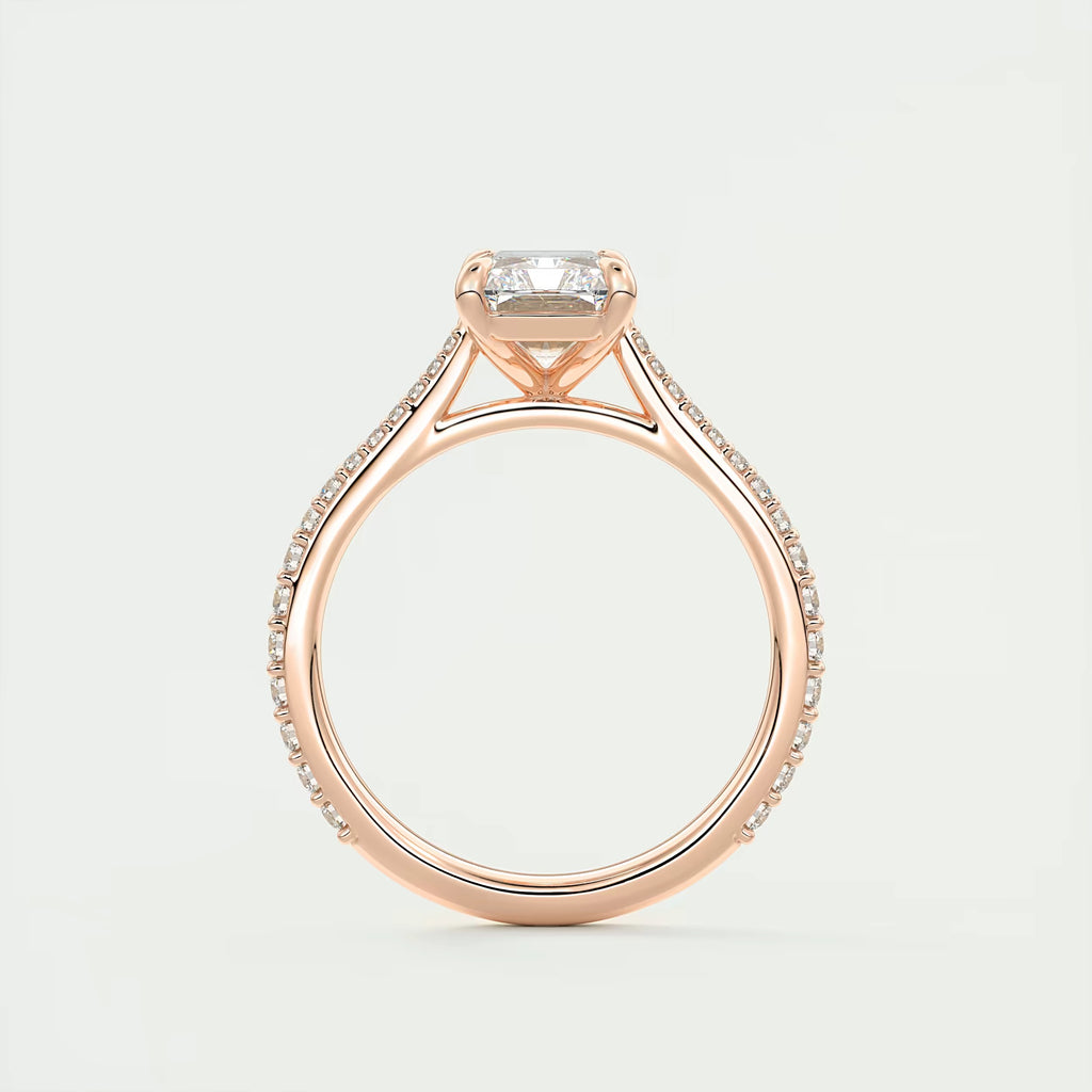 2.25 Ct The Cathedral Pavé Center Stone Radiant Solitaire Ring Engagement Ring