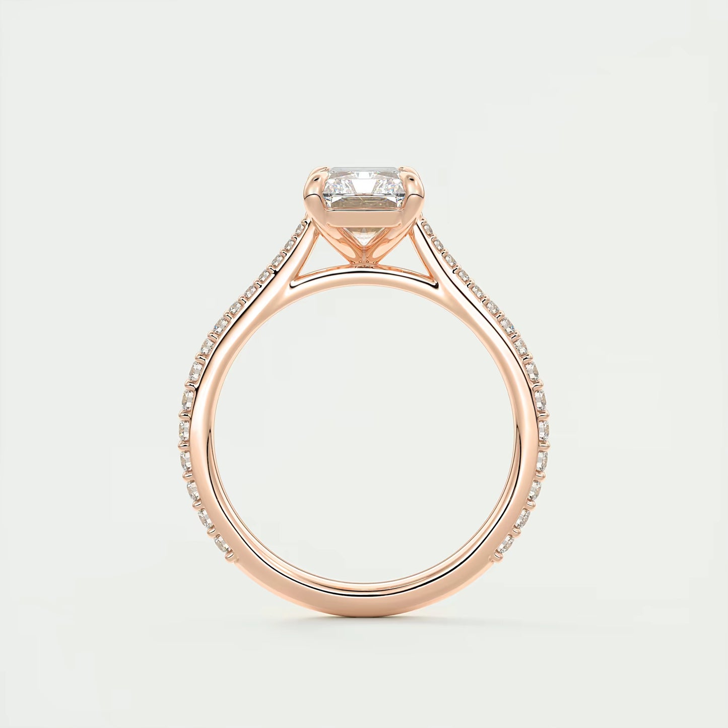 2.25 Ct The Cathedral Pavé Center Stone Radiant Solitaire Ring Engagement Ring