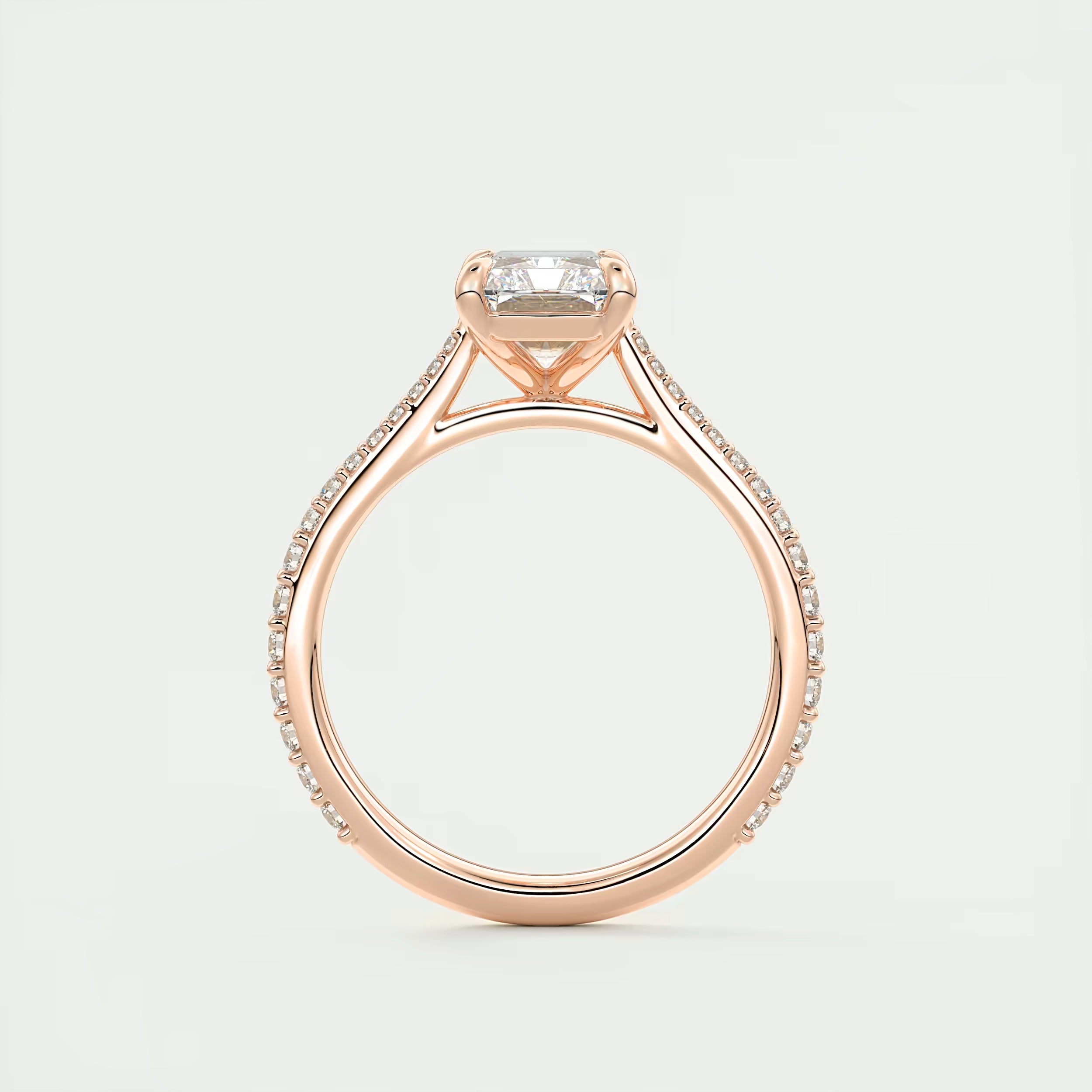 2.25 Ct The Cathedral Pavé Center Stone Radiant Solitaire Ring Engagement Ring