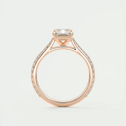 2.25 Ct The Cathedral Pavé Center Stone Radiant Solitaire Ring Engagement Ring