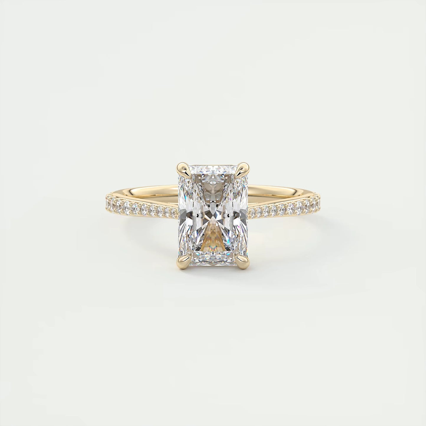 2.25 Ct The Cathedral Pavé Center Stone Radiant Solitaire Ring Engagement Ring