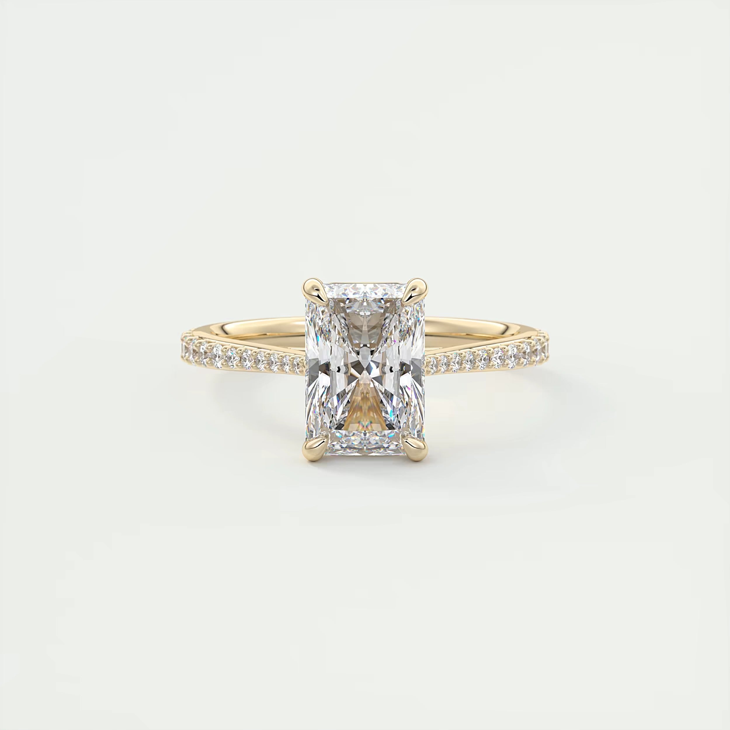 2.25 Ct The Cathedral Pavé Center Stone Radiant Solitaire Ring Engagement Ring