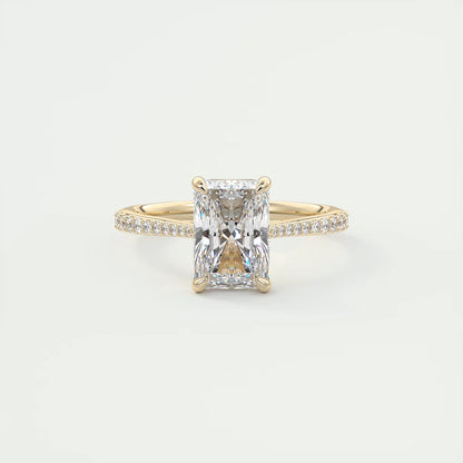 2.25 Ct The Cathedral Pavé Center Stone Radiant Solitaire Ring Engagement Ring