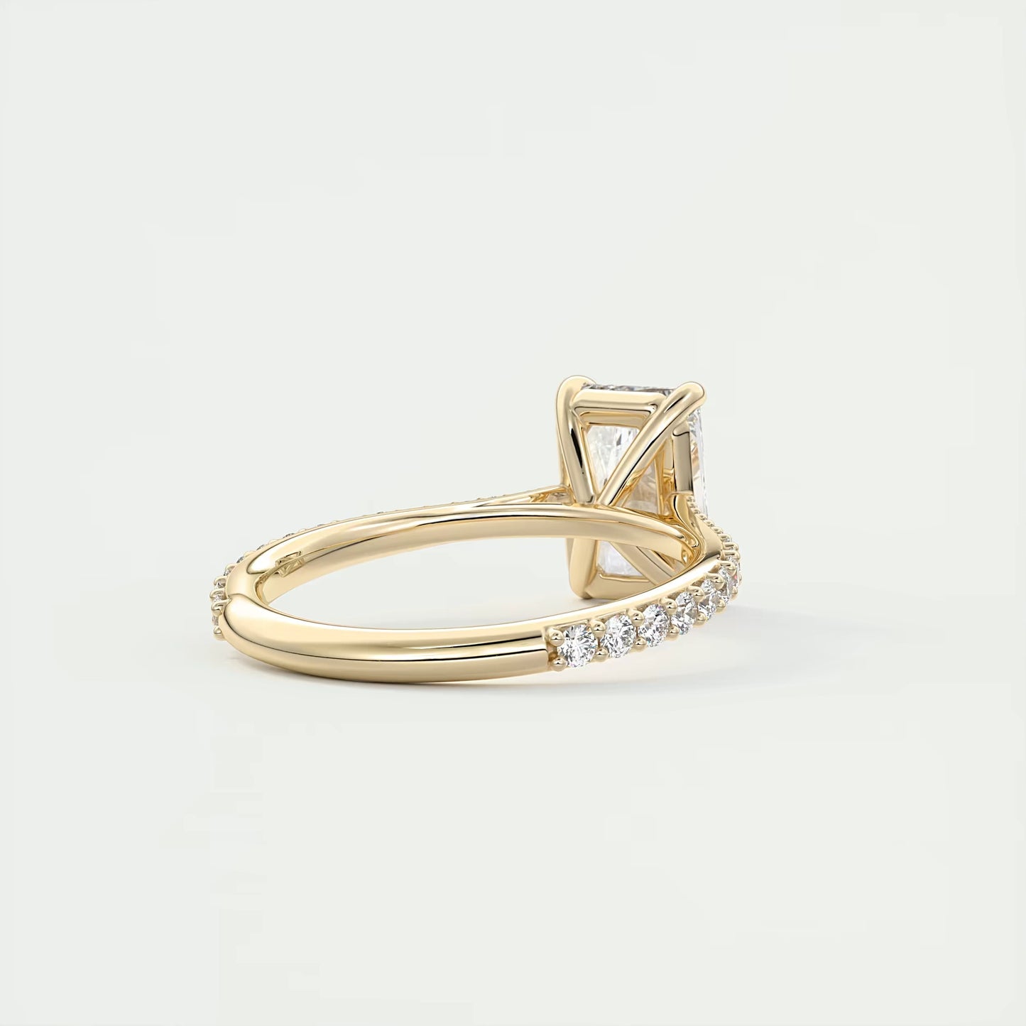 2.25 Ct The Cathedral Pavé Center Stone Radiant Solitaire Ring Engagement Ring